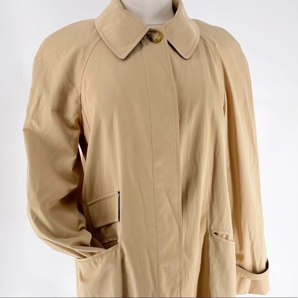 Michael Michael Kors Women’s Tan Full Button Trench Coat Size Large/XL Petite - Picture 3 of 15